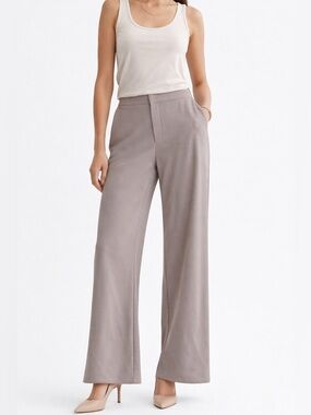 H&M Taupe Wide Leg Pants High Waist Minimalist M